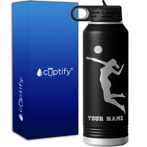Personalized Jumping Volleyball Girl 40oz Sport Water Bottle