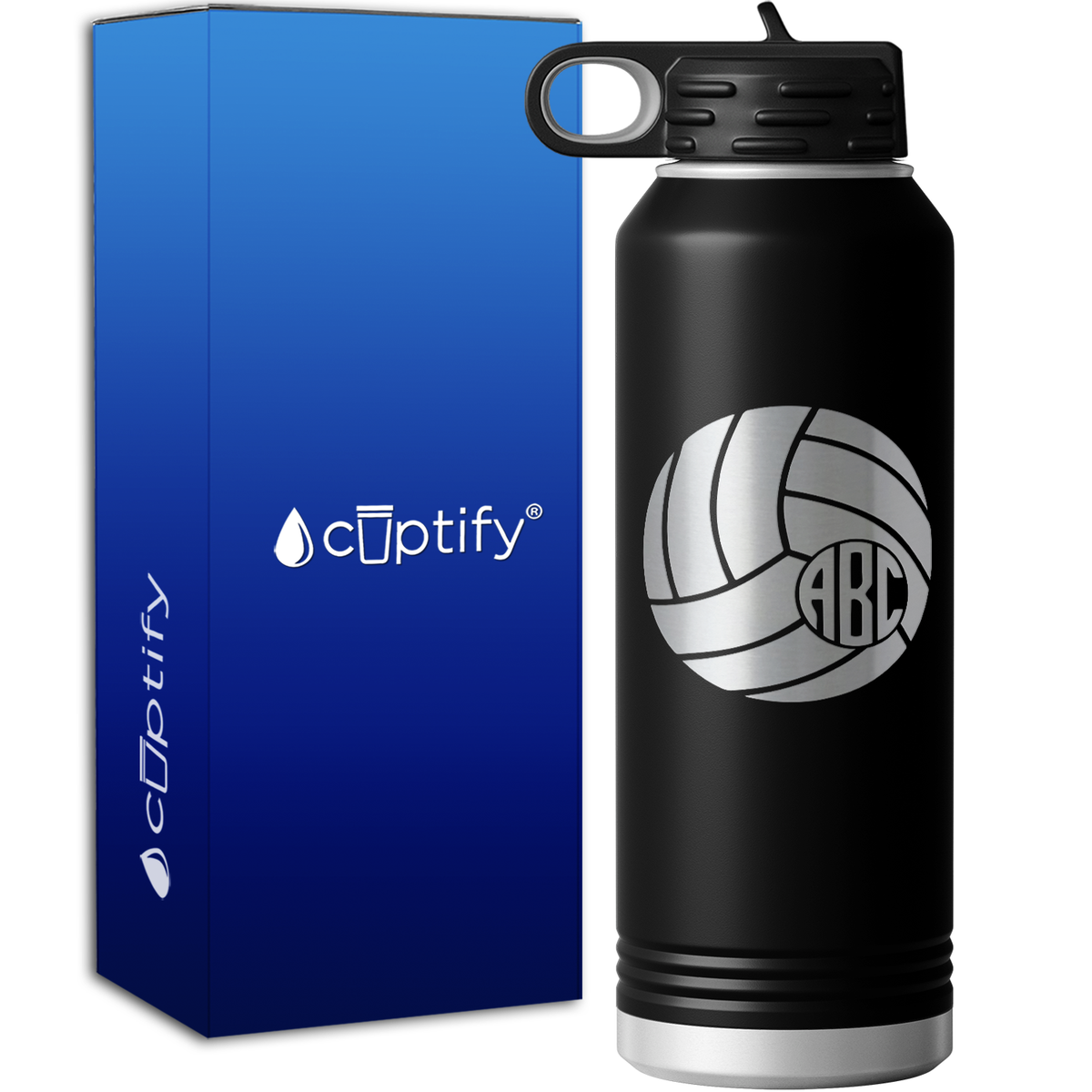 Personalized Circle Monogram Volleyball  40oz Sport Water Bottle