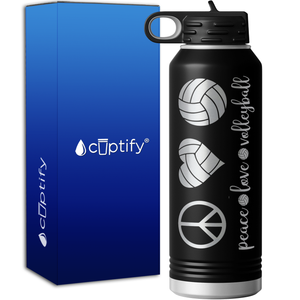 Peace Love Volleyball 40oz Sport Water Bottle