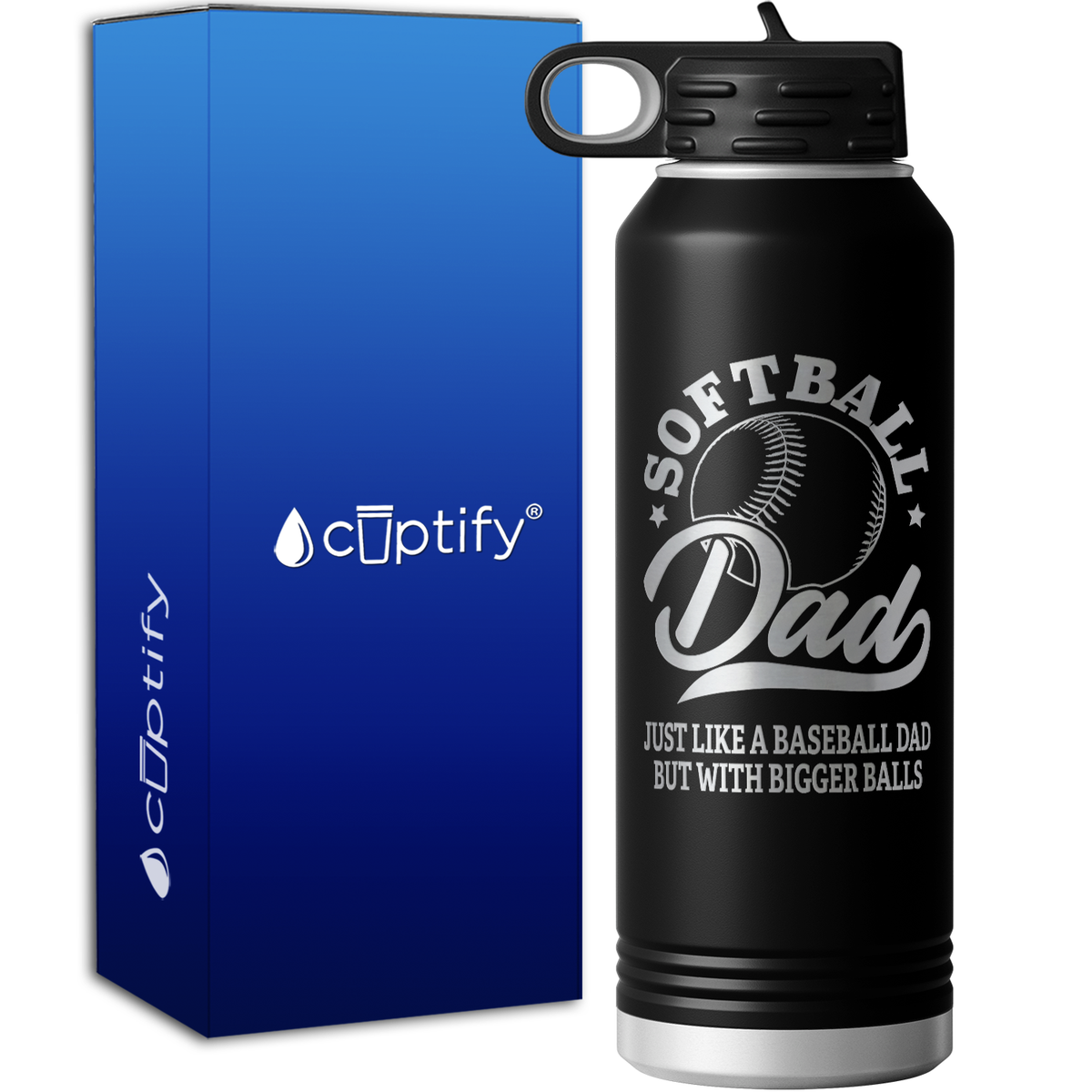 Softball Dad Just Like a Baseball Dad but with Bigger Balls 40oz Sport Water Bottle