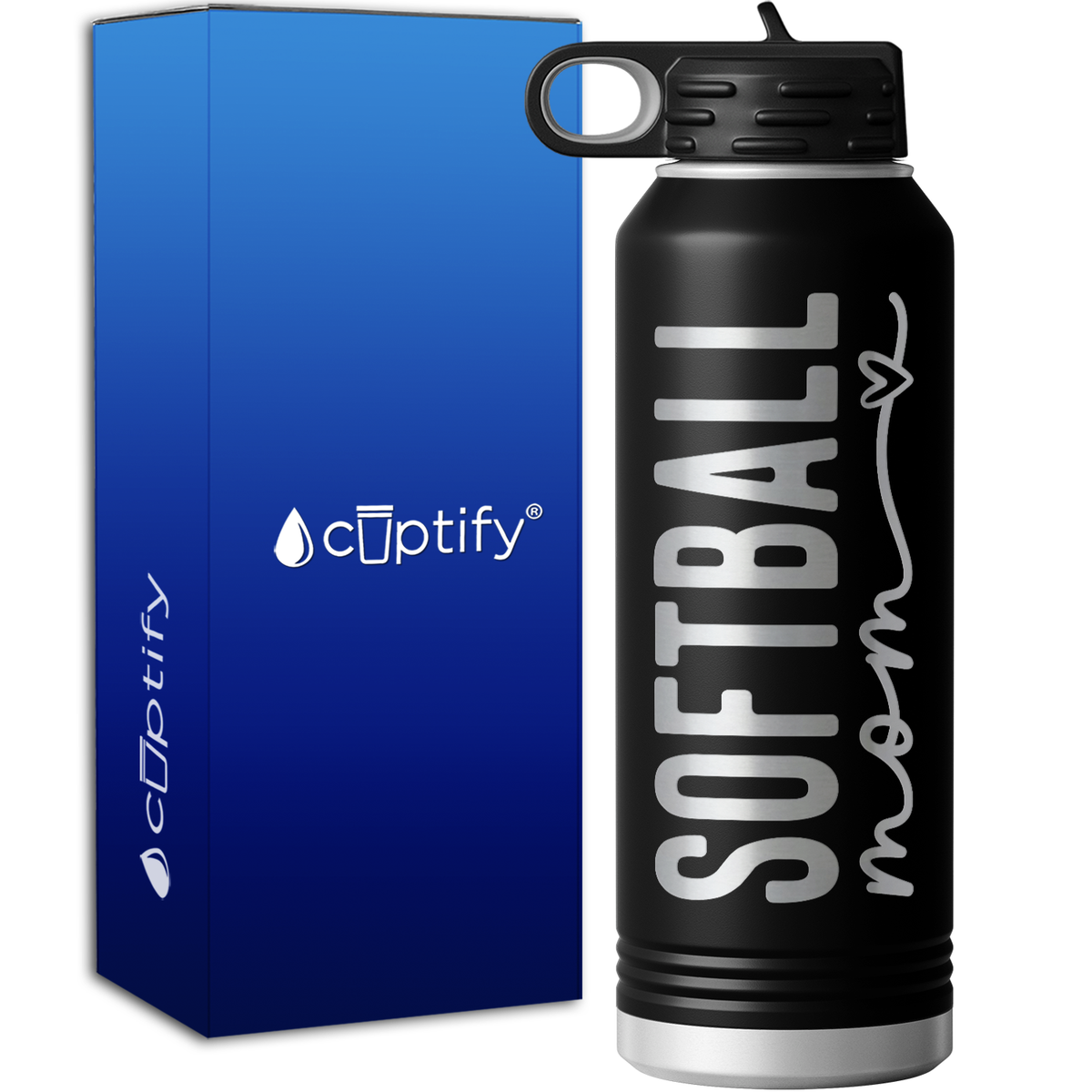 Softball Mom Heart 40oz Sport Water Bottle