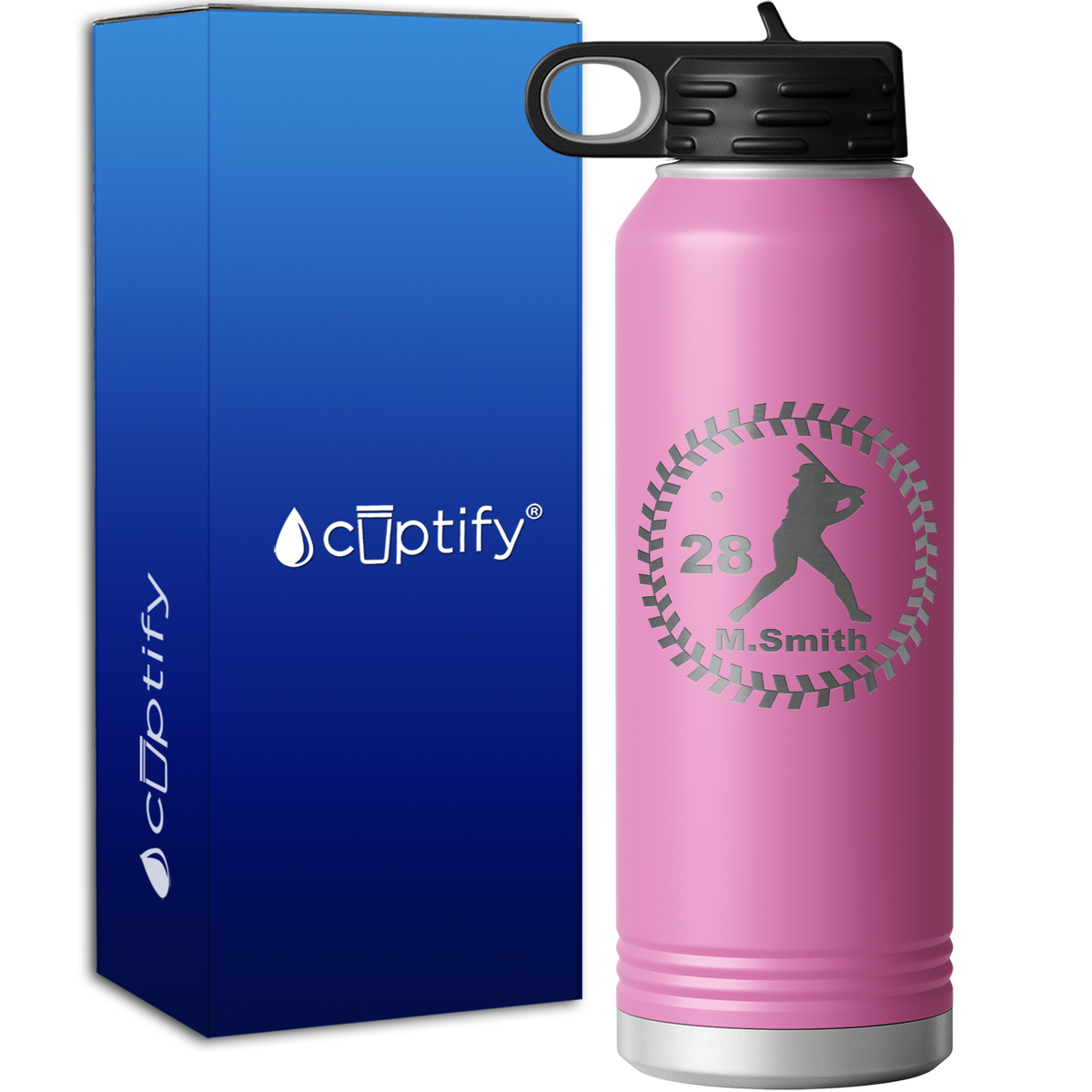 Baseball Player Personalized Name and Number 40oz Sport Water Bottle