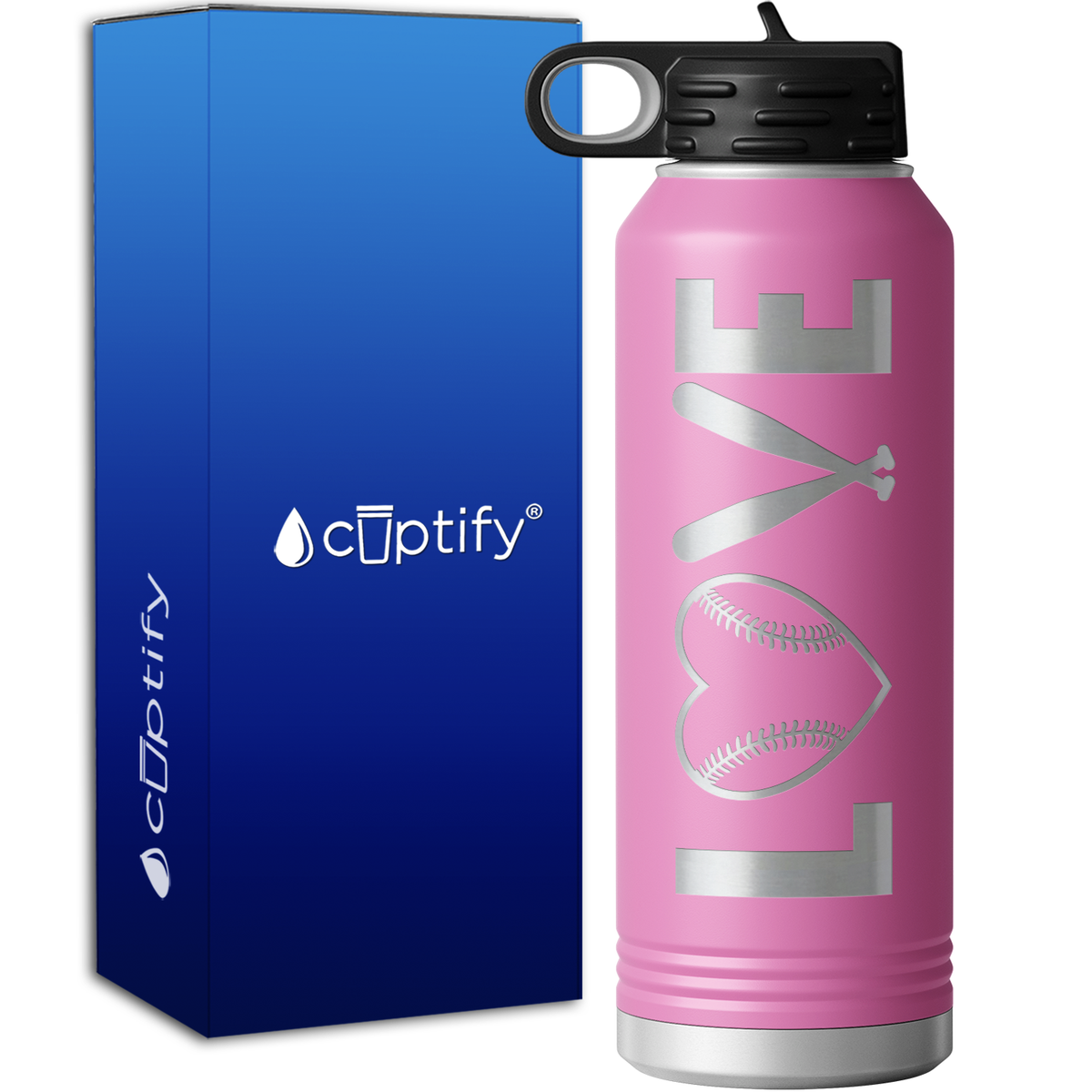 Love Baseball 40oz Sport Water Bottle