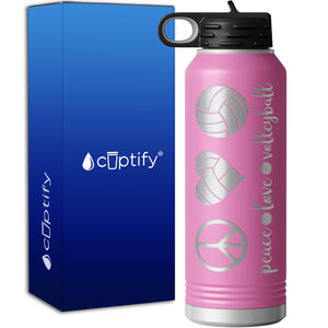 Peace Love Volleyball 40oz Sport Water Bottle