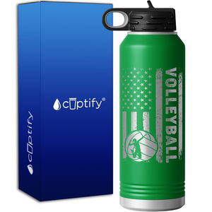Volleyball American Flag 40oz Sport Water Bottle