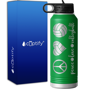 Peace Love Volleyball 40oz Sport Water Bottle