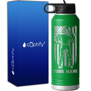 Softball Player on Distressed Flag 40oz Sport Water Bottle