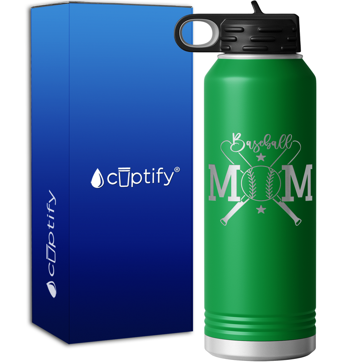 Baseball Mom Balls and Bats 40oz Sport Water Bottle
