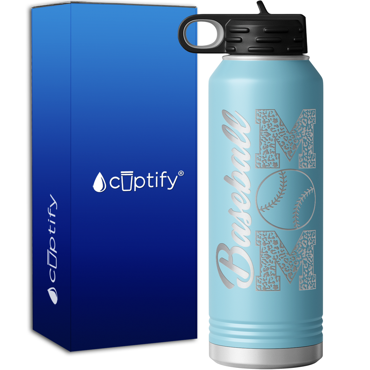 Baseball Mom Leopard Print 40oz Sport Water Bottle