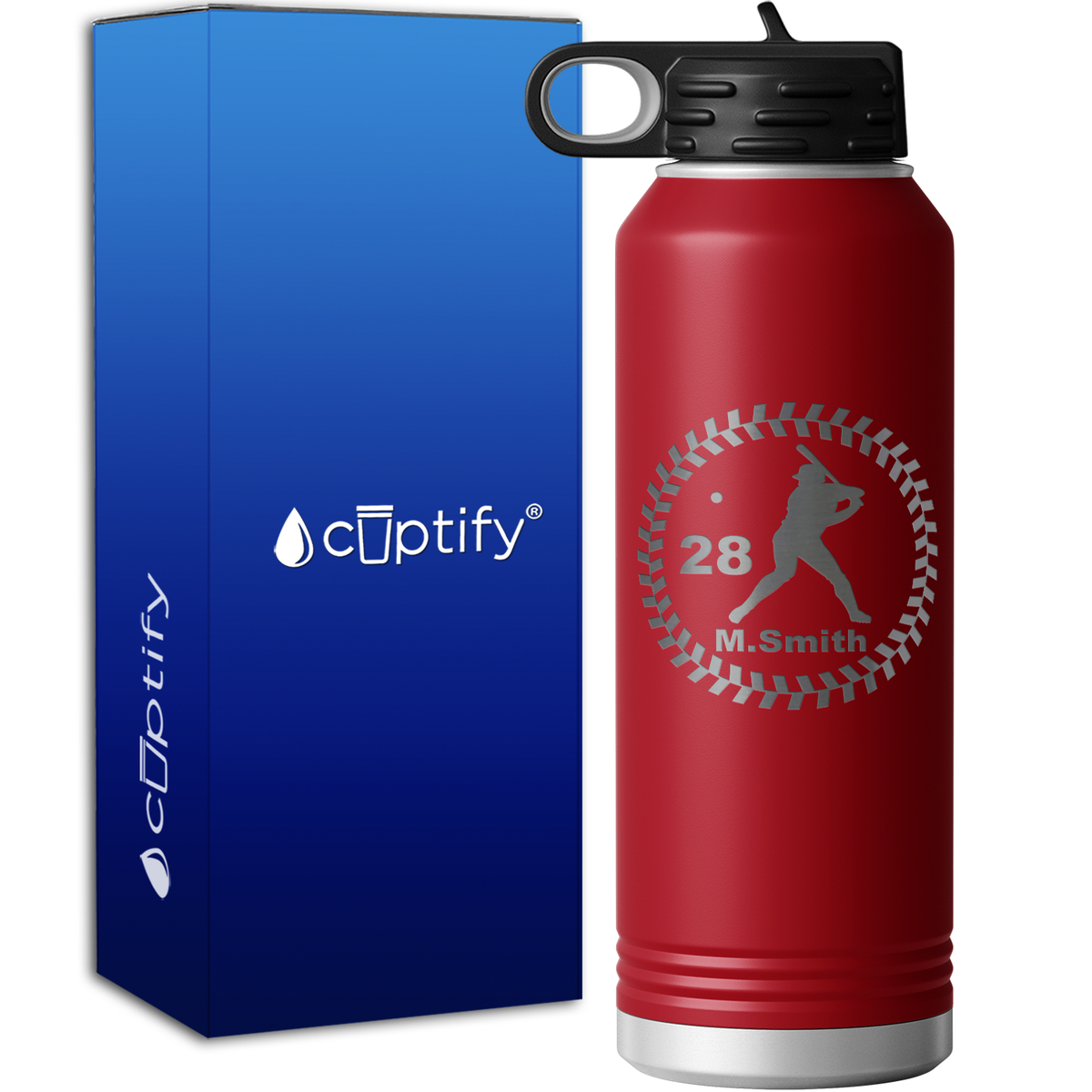 Baseball Player Personalized Name and Number 40oz Sport Water Bottle