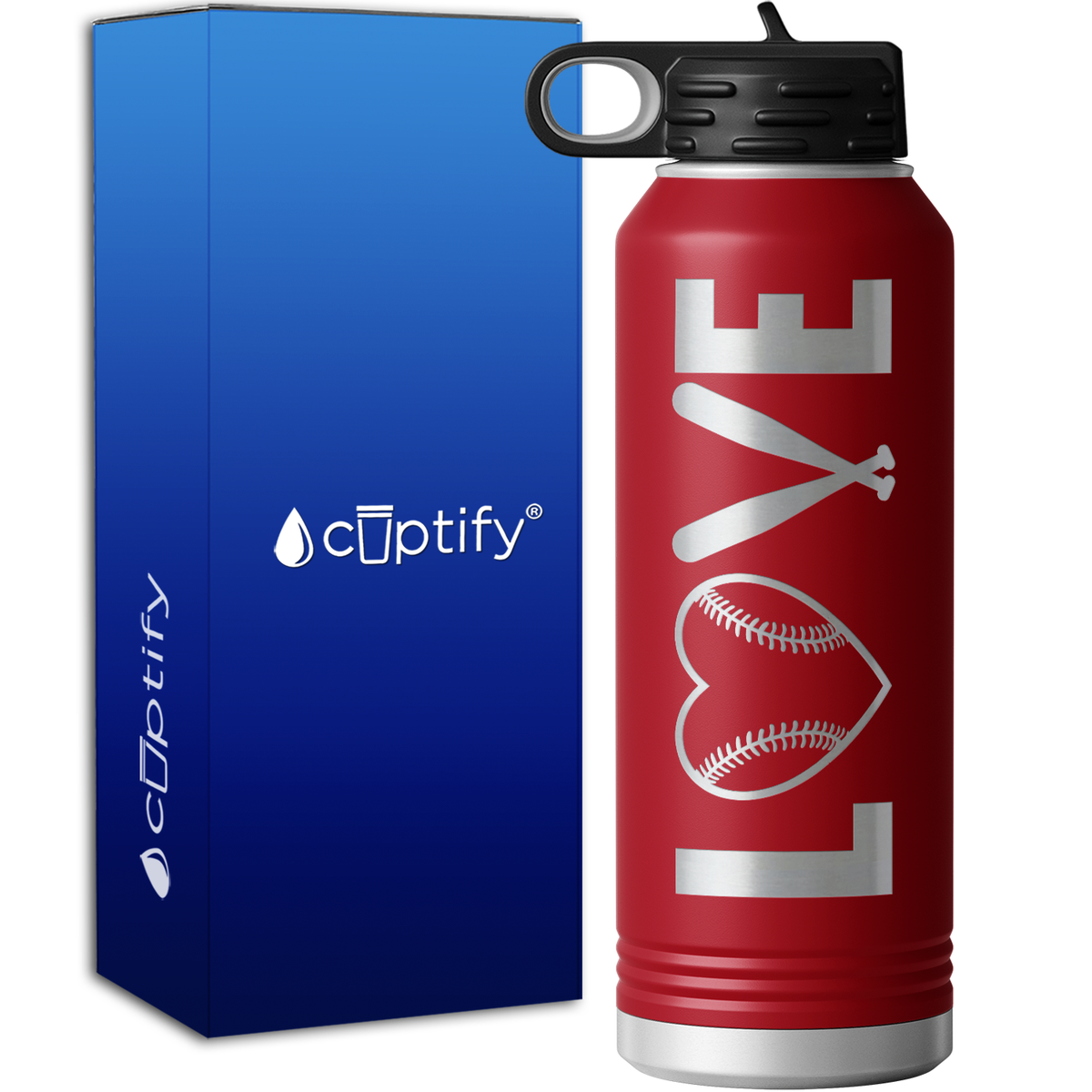 Love Baseball 40oz Sport Water Bottle