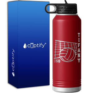 Personalized Name and Team Number Volleyball 40oz Sport Water Bottle