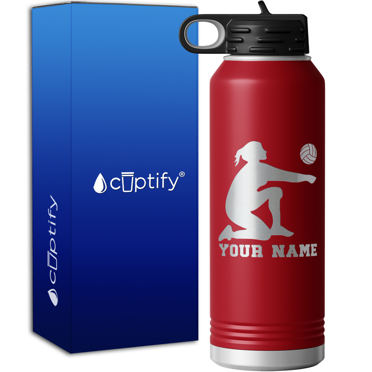 Personalized Volleyball Girl Bumping 40oz Sport Water Bottle