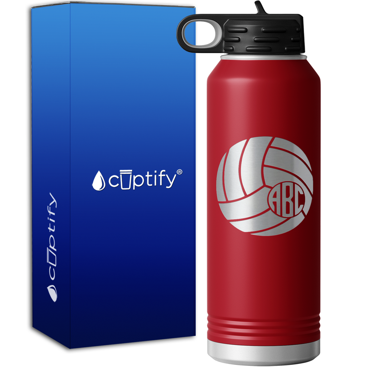 Personalized Circle Monogram Volleyball  40oz Sport Water Bottle
