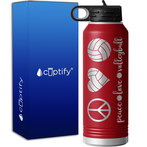 Peace Love Volleyball 40oz Sport Water Bottle
