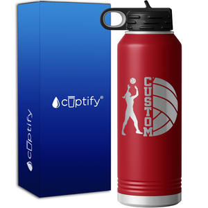 Custom Name Volleyball Player 40oz Sport Water Bottle