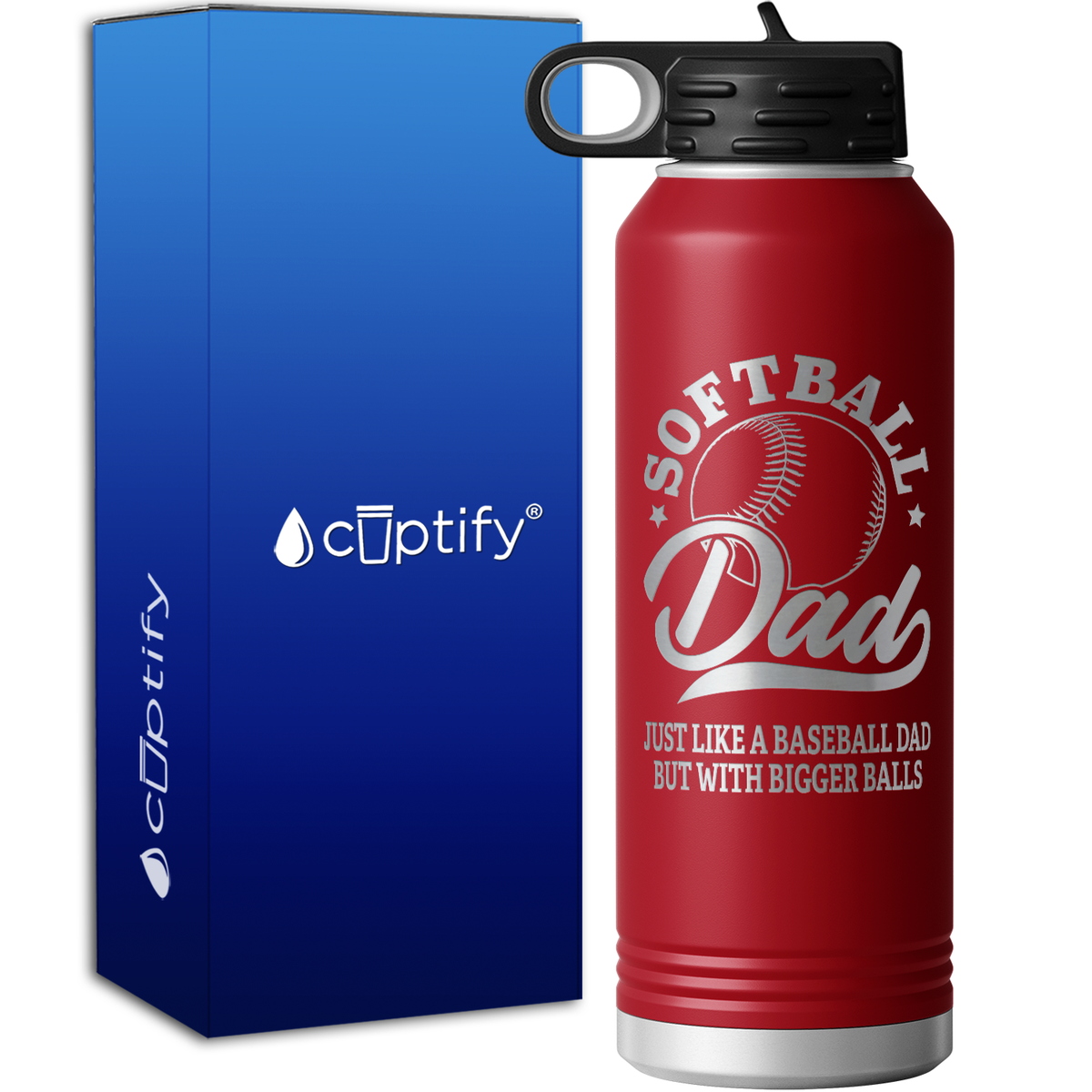 Softball Dad Just Like a Baseball Dad but with Bigger Balls 40oz Sport Water Bottle