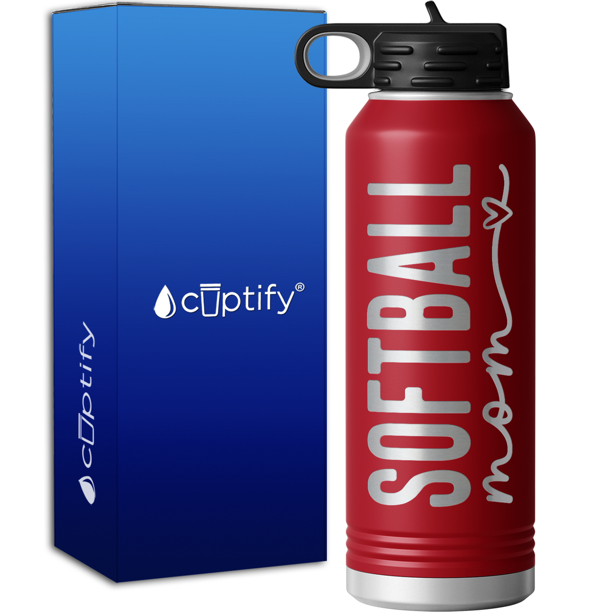 Softball Mom Heart 40oz Sport Water Bottle