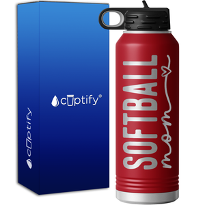 Softball Mom Heart 40oz Sport Water Bottle