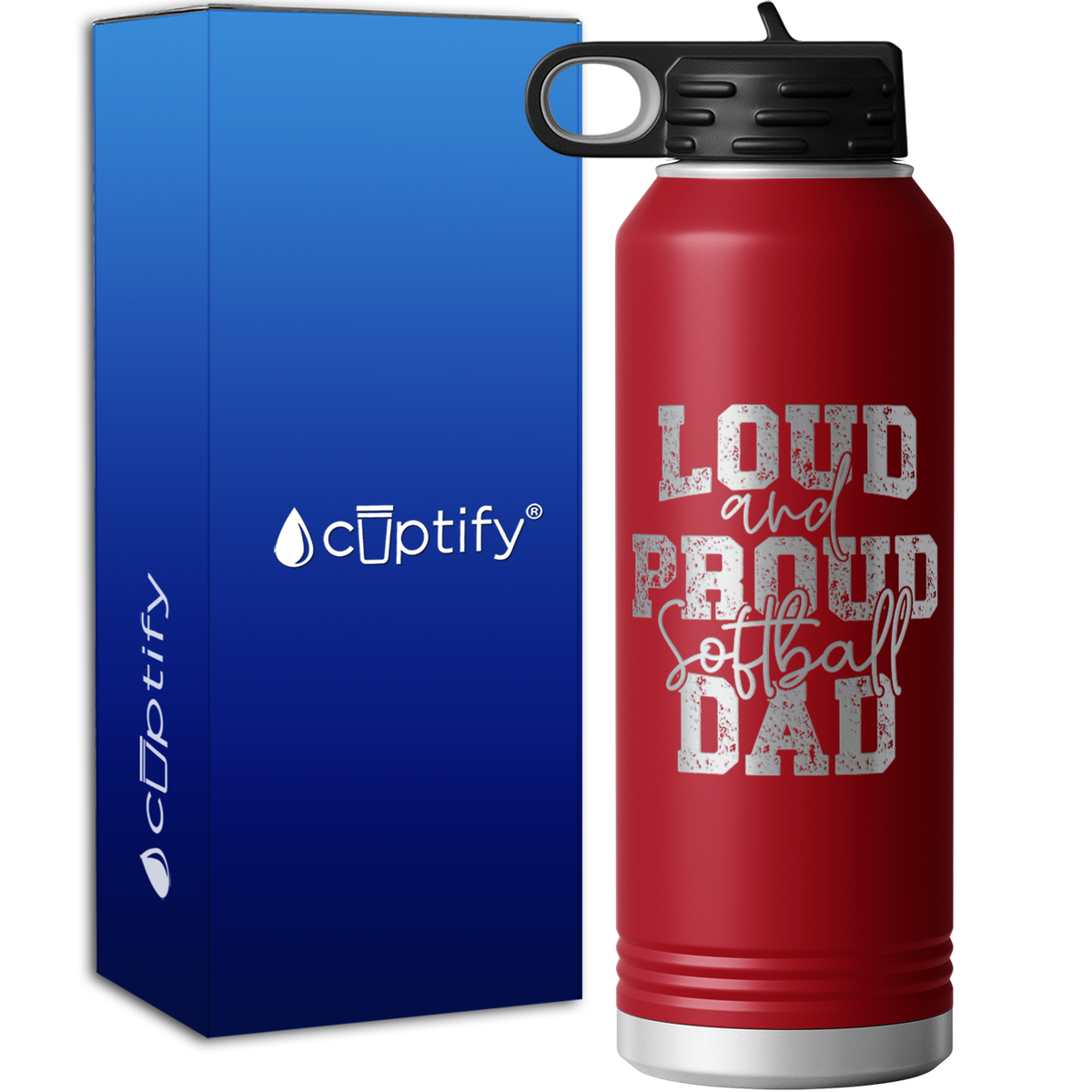 Loud and Proud Softball Dad 40oz Sport Water Bottle