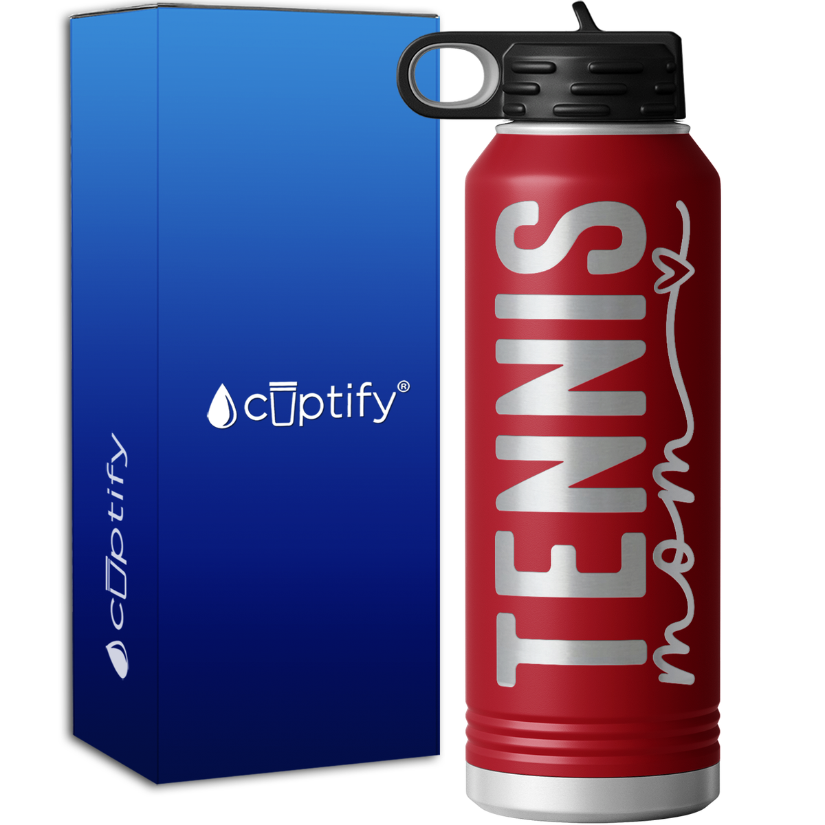 Tennis Mom Heart 40oz Sport Water Bottle