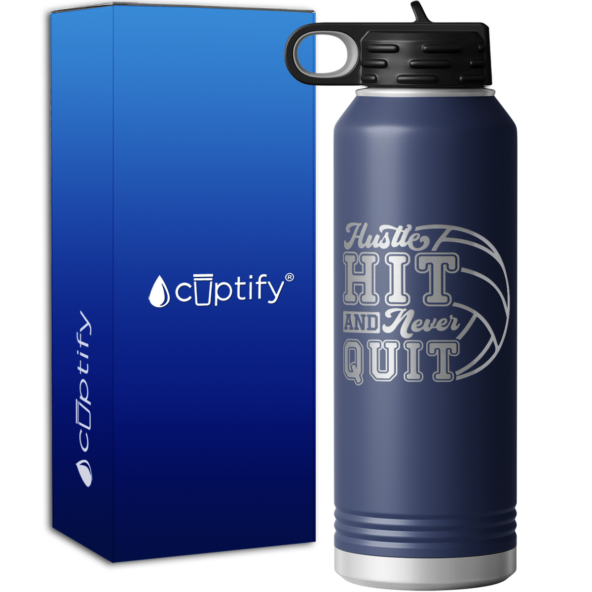 Hustle Hit and Never Quit 40oz Sport Water Bottle