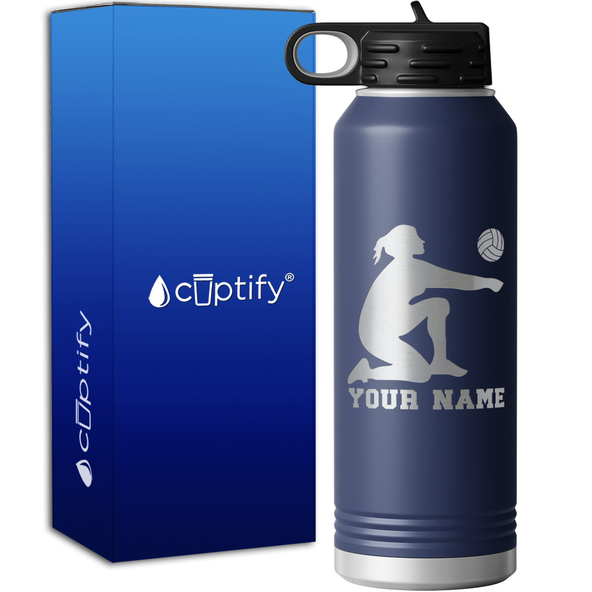 Personalized Volleyball Girl Bumping 40oz Sport Water Bottle