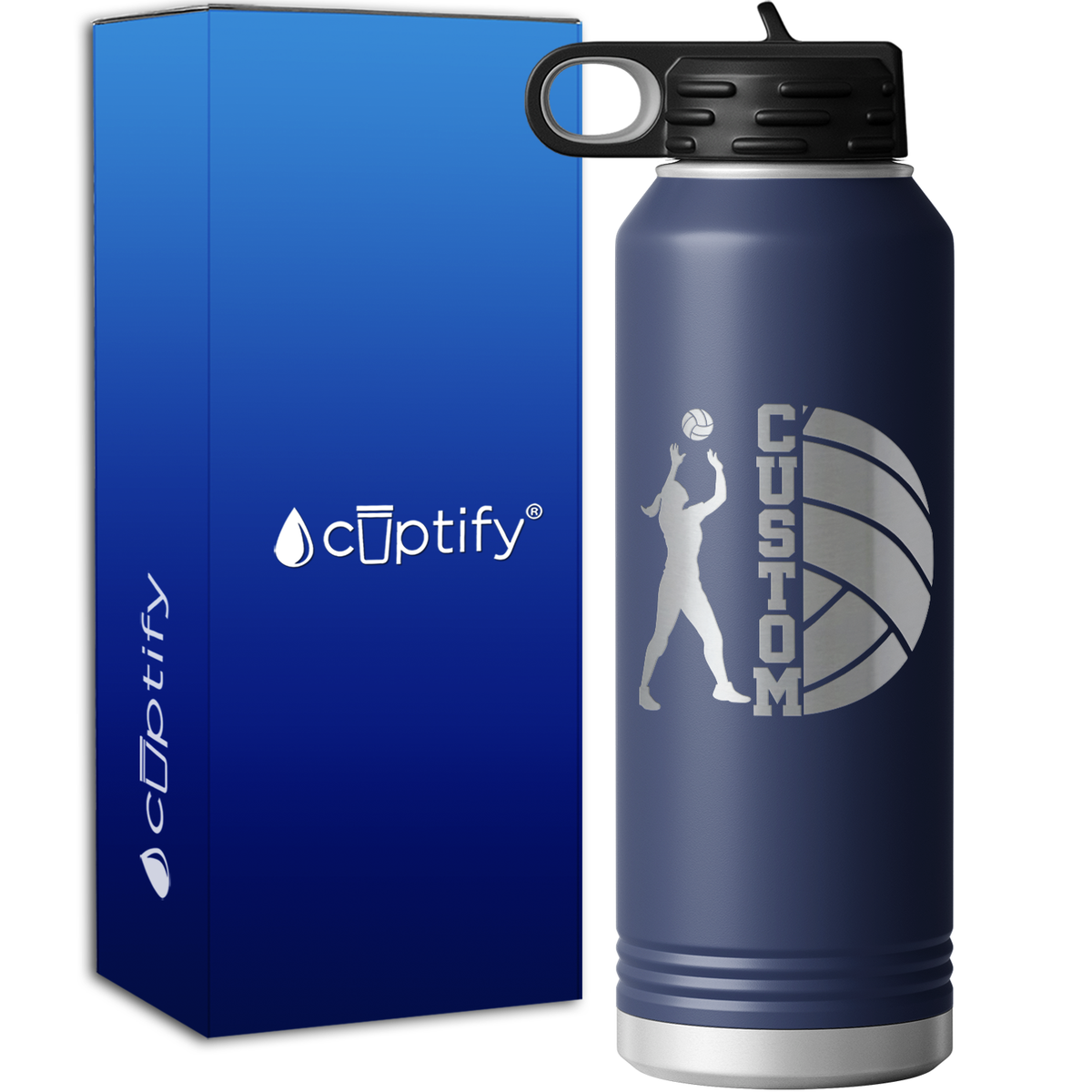 Custom Name Volleyball Player 40oz Sport Water Bottle