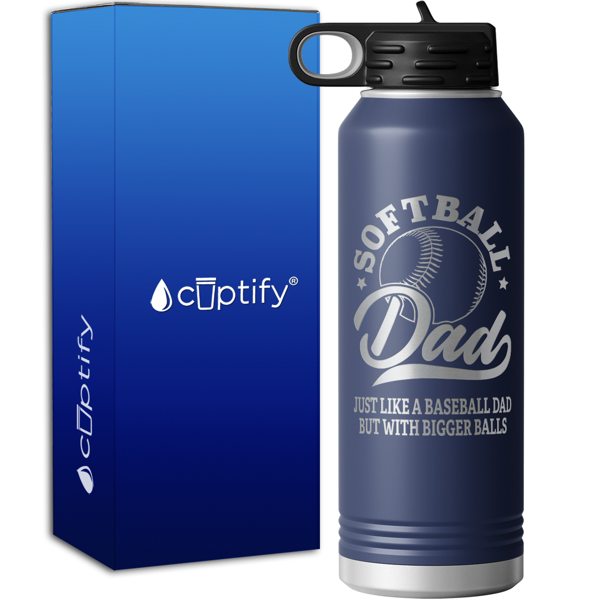 Softball Dad Just Like a Baseball Dad but with Bigger Balls 40oz Sport Water Bottle