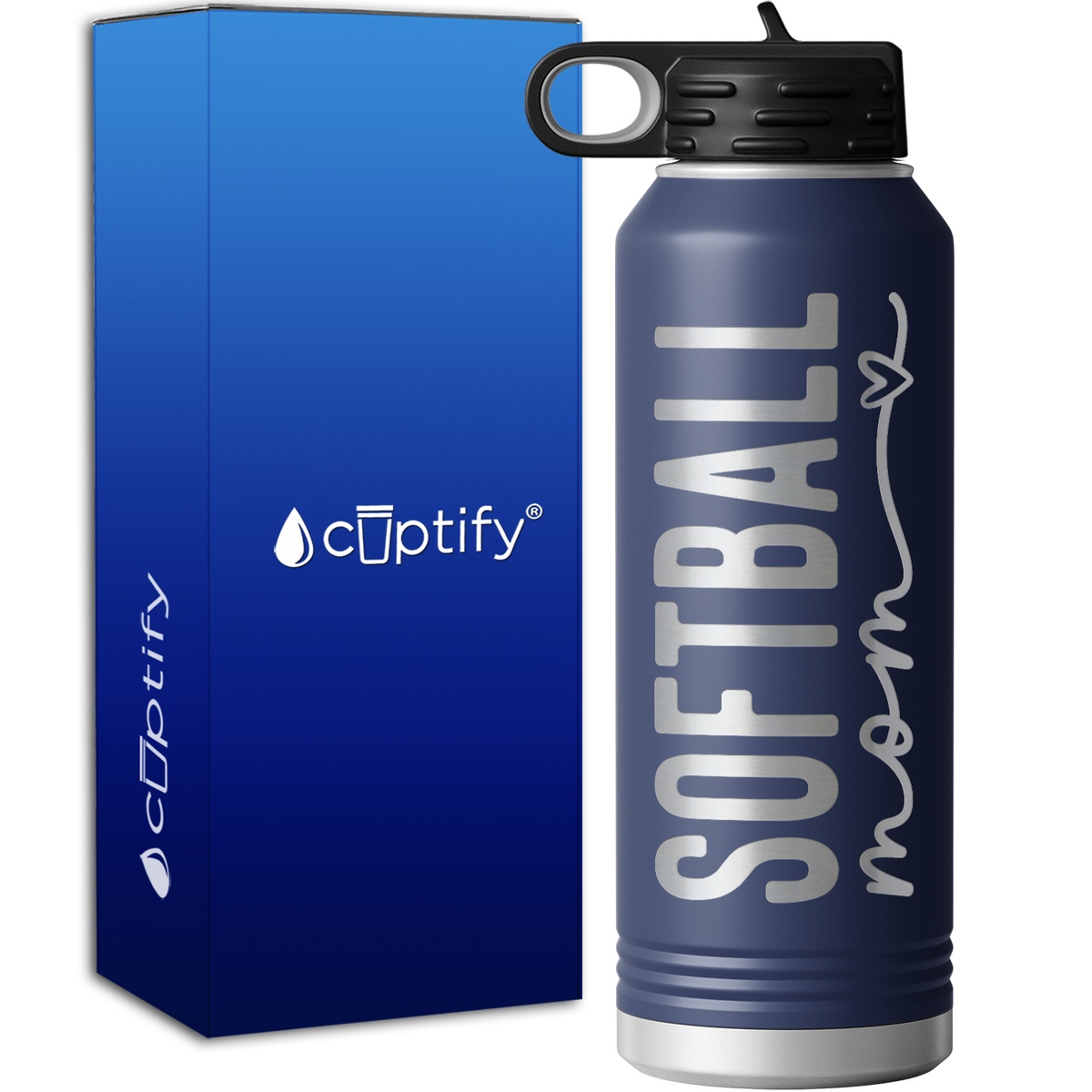 Softball Mom Heart 40oz Sport Water Bottle