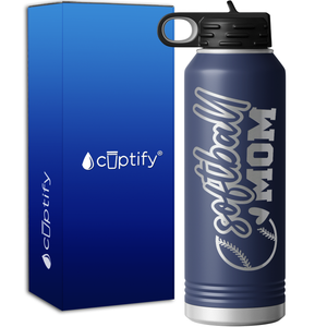 Softball Heart Mom 40oz Sport Water Bottle