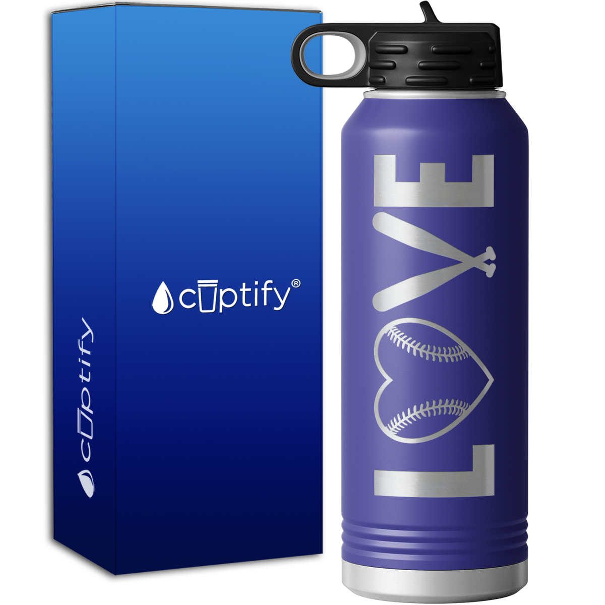 Love Baseball 40oz Sport Water Bottle