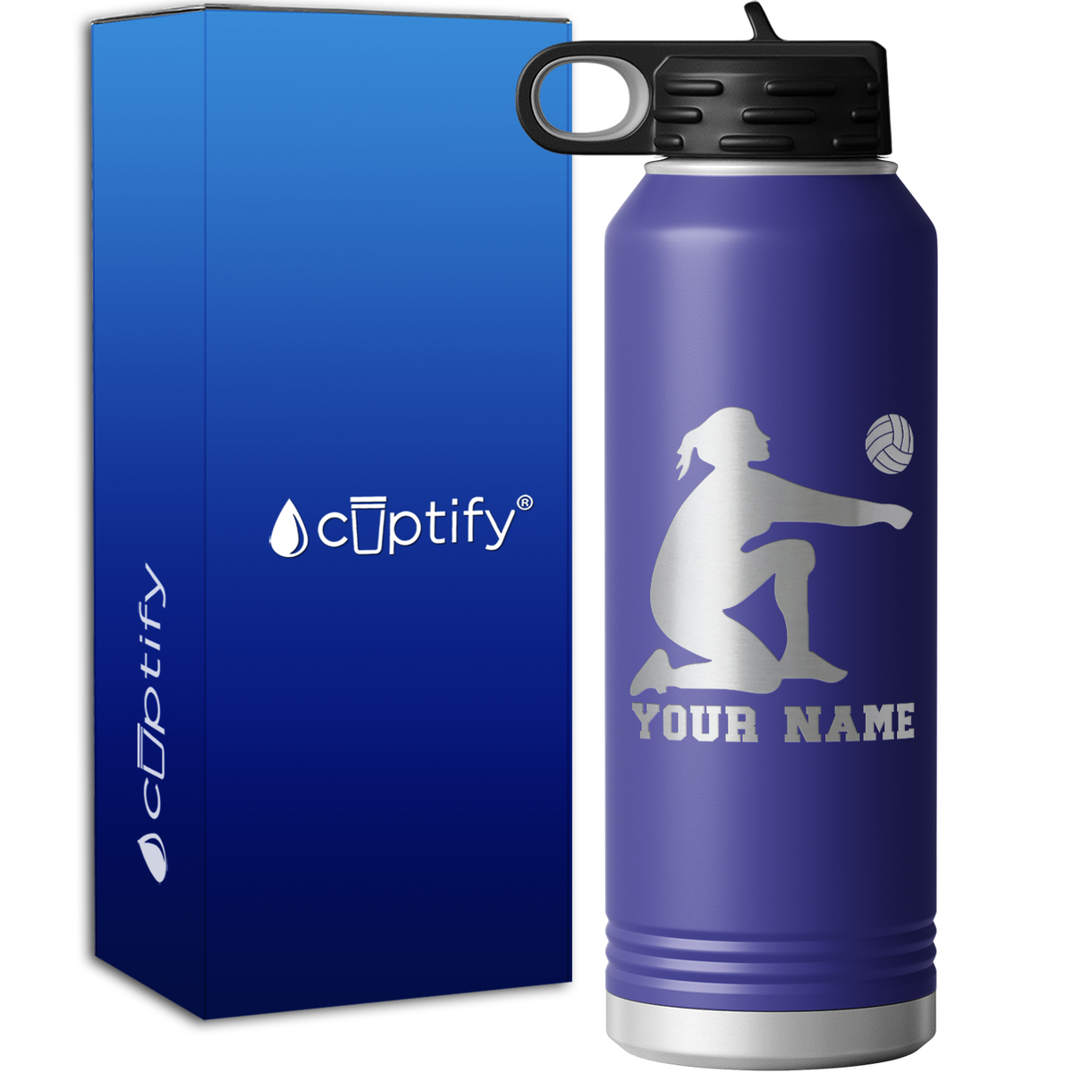 Personalized Volleyball Girl Bumping 40oz Sport Water Bottle