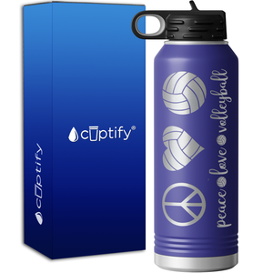 Peace Love Volleyball 40oz Sport Water Bottle