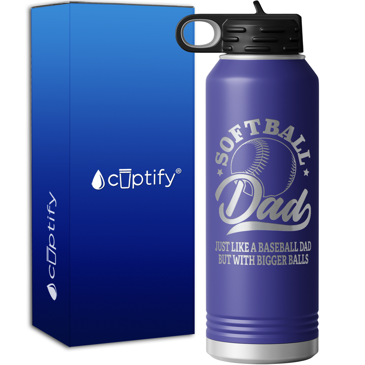 Softball Dad Just Like a Baseball Dad but with Bigger Balls 40oz Sport Water Bottle