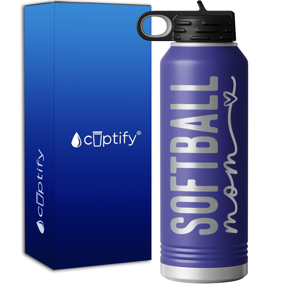 Softball Mom Heart 40oz Sport Water Bottle