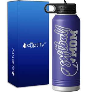 Softball Heart Mom 40oz Sport Water Bottle