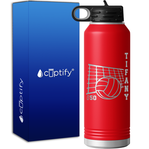 Personalized Name and Team Number Volleyball 40oz Sport Water Bottle