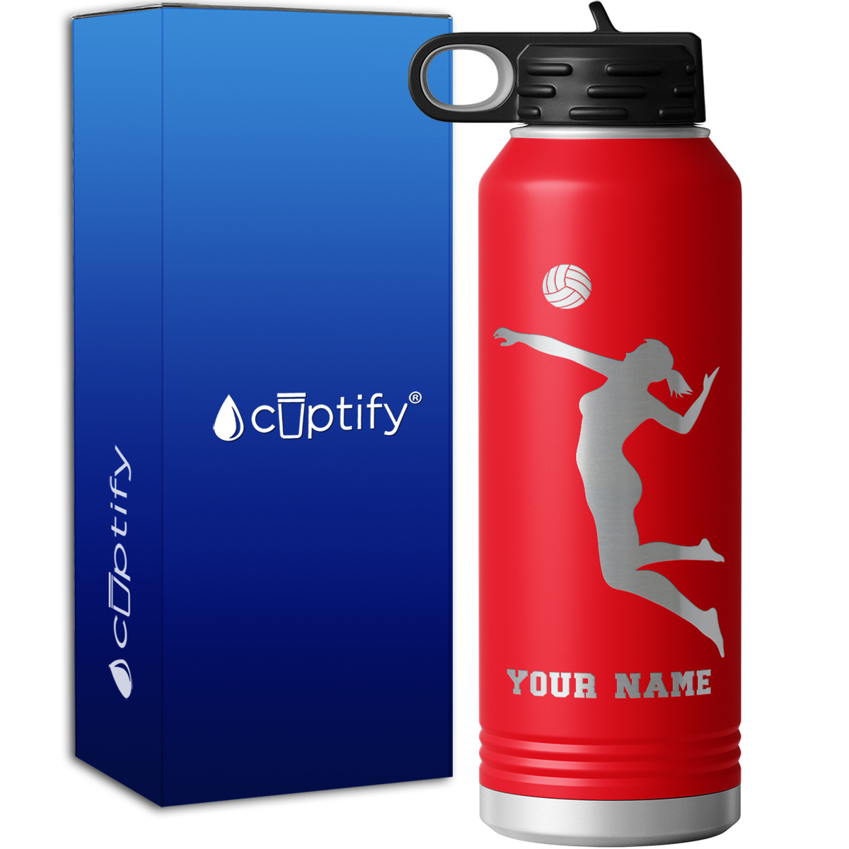 Personalized Jumping Volleyball Girl 40oz Sport Water Bottle