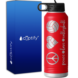 Peace Love Volleyball 40oz Sport Water Bottle
