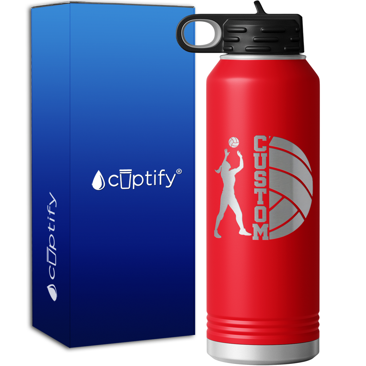 Custom Name Volleyball Player 40oz Sport Water Bottle