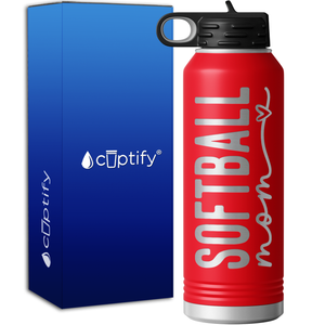 Softball Mom Heart 40oz Sport Water Bottle