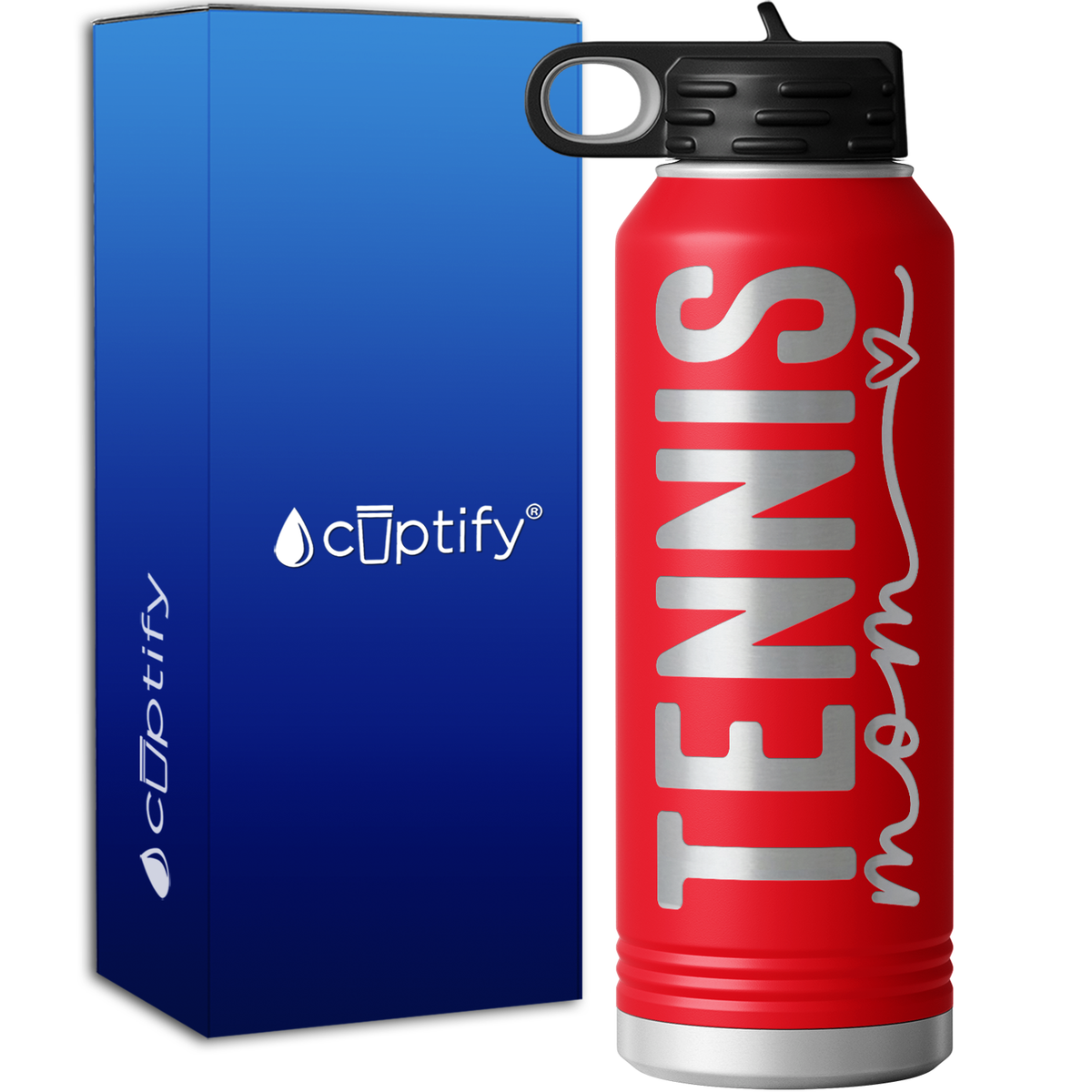 Tennis Mom Heart 40oz Sport Water Bottle