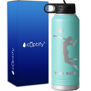 Personalized Jumping Volleyball Girl 40oz Sport Water Bottle