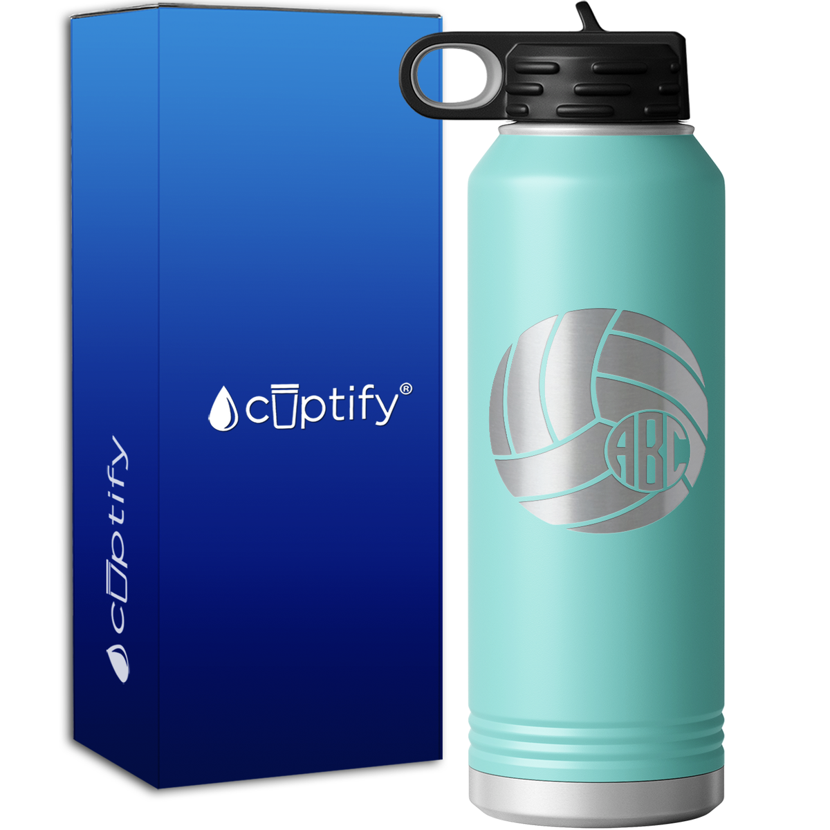 Personalized Circle Monogram Volleyball  40oz Sport Water Bottle