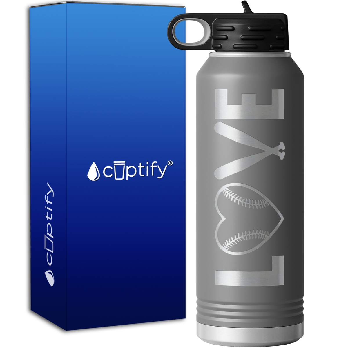 Love Baseball 40oz Sport Water Bottle
