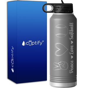 Peace Love Softball 40oz Sport Water Bottle