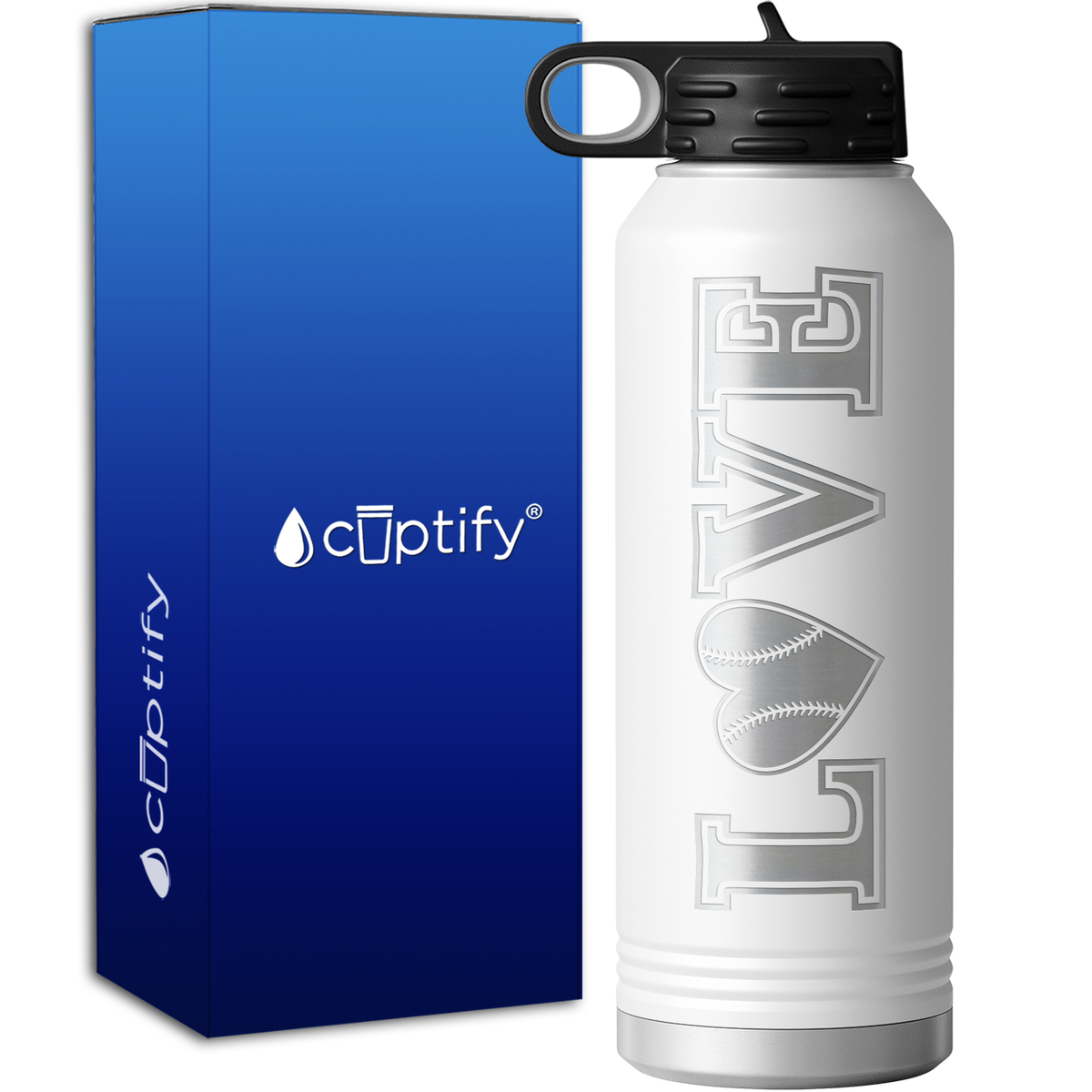 Baseball Love Heart 40oz Sport Water Bottle