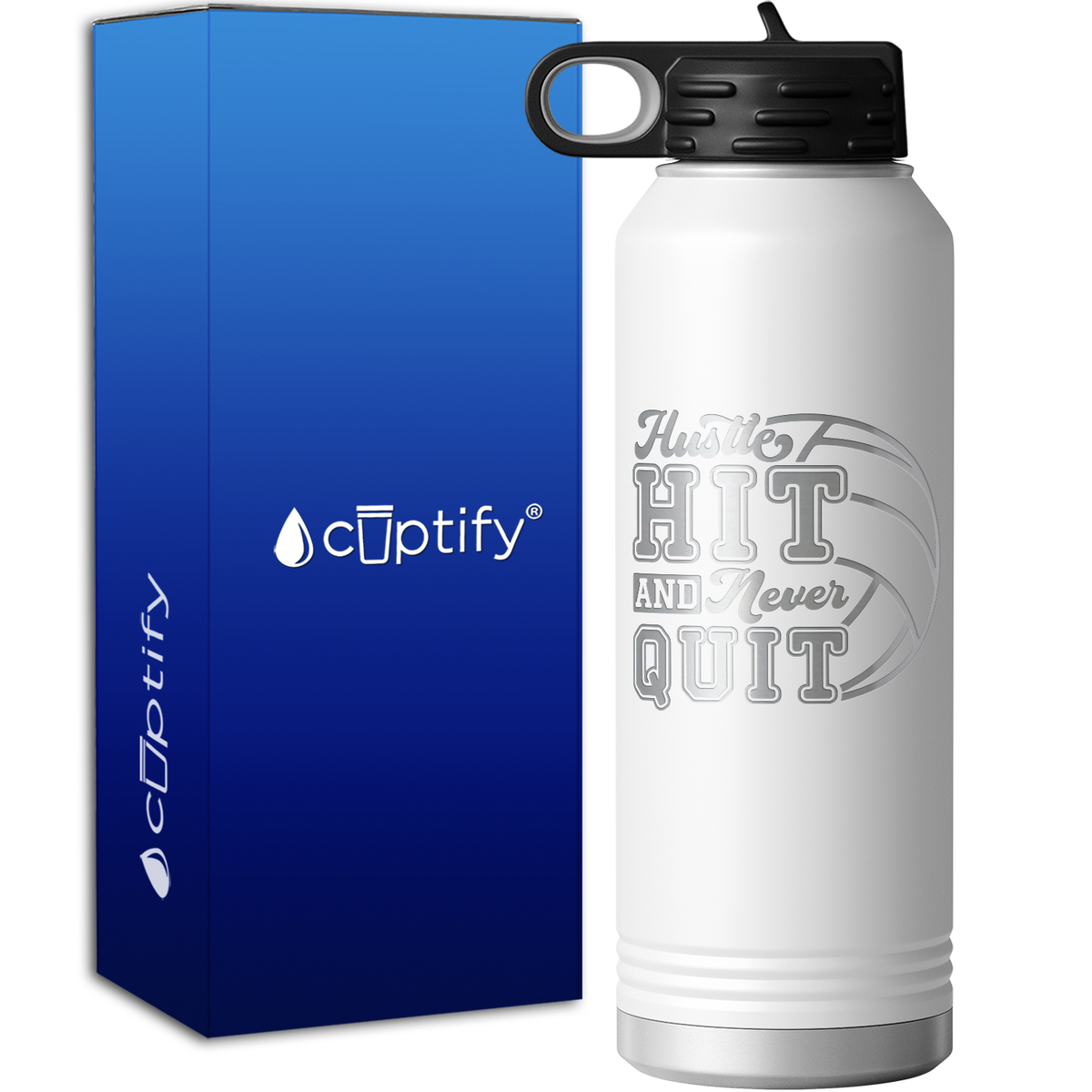 Hustle Hit and Never Quit 40oz Sport Water Bottle