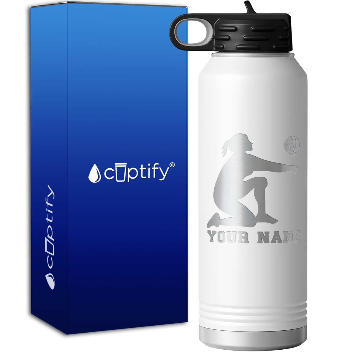 Personalized Volleyball Girl Bumping 40oz Sport Water Bottle